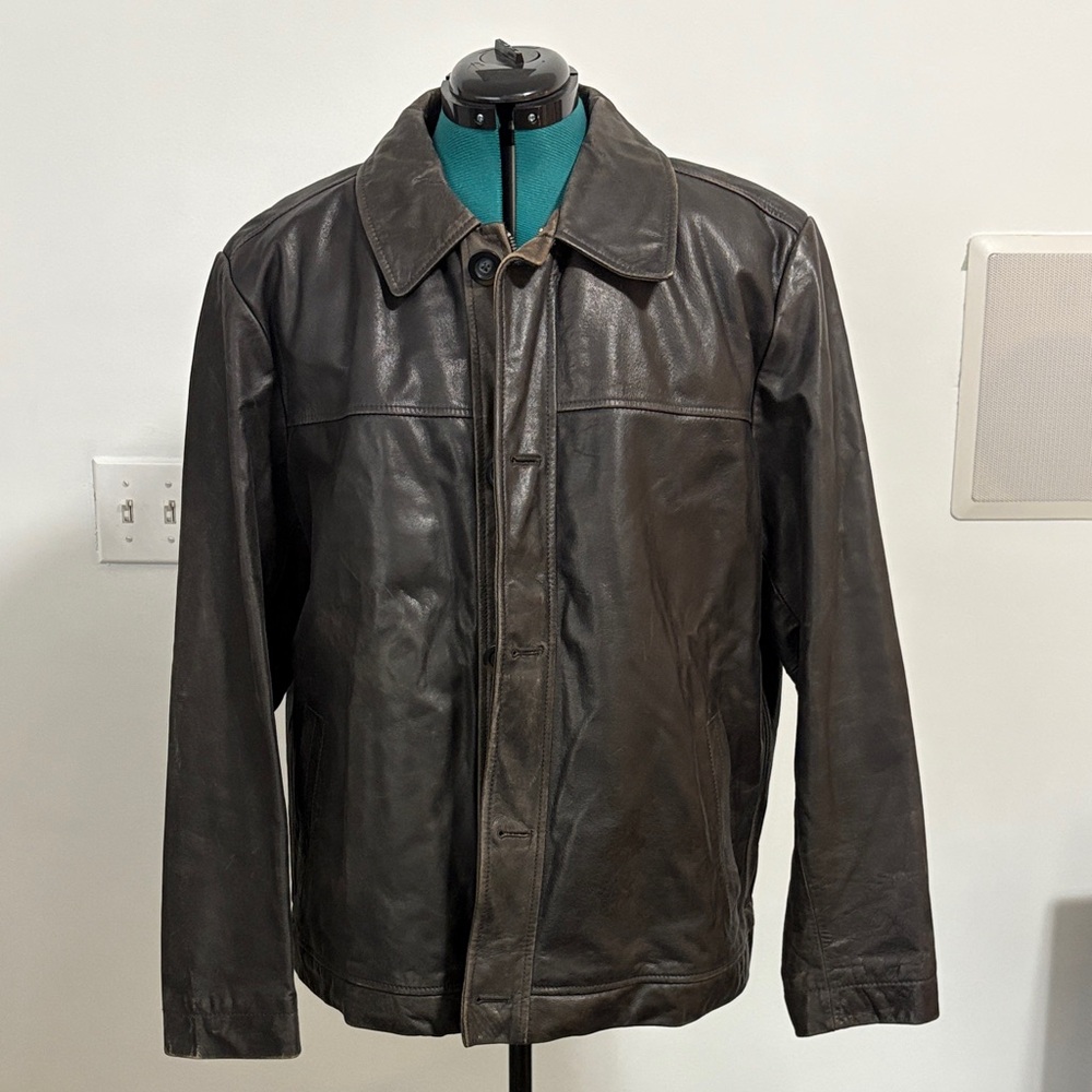 GUC: Merona Dark Brown Leather Jacket
